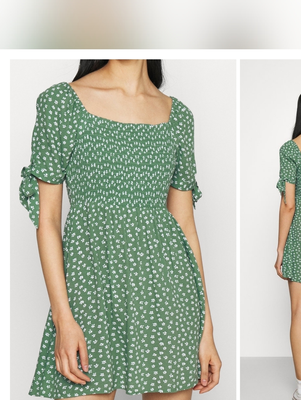AEO Green Floral Smocked Mini Dress Size S